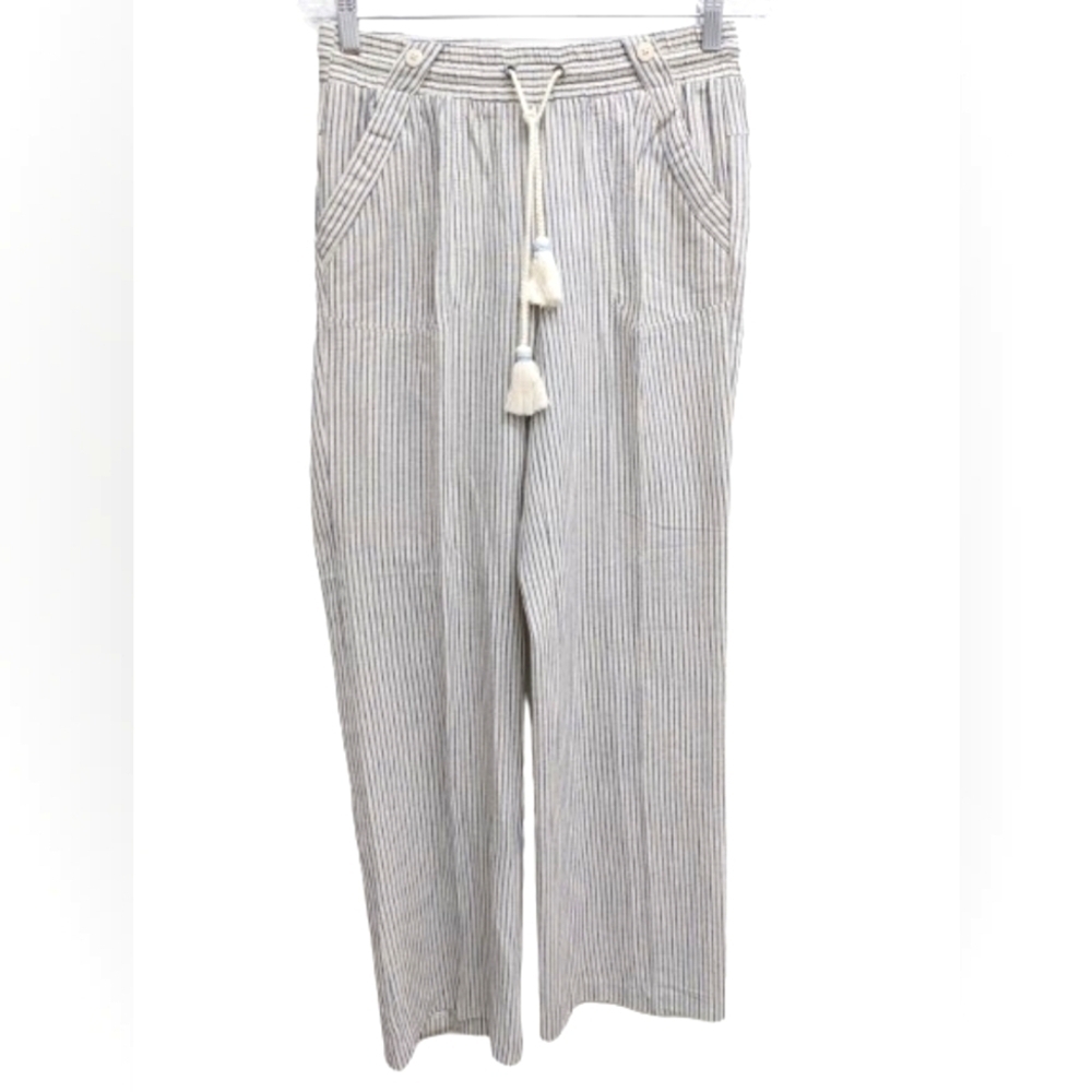 Jolt women's pull on striped wide leg poplin pants size 29